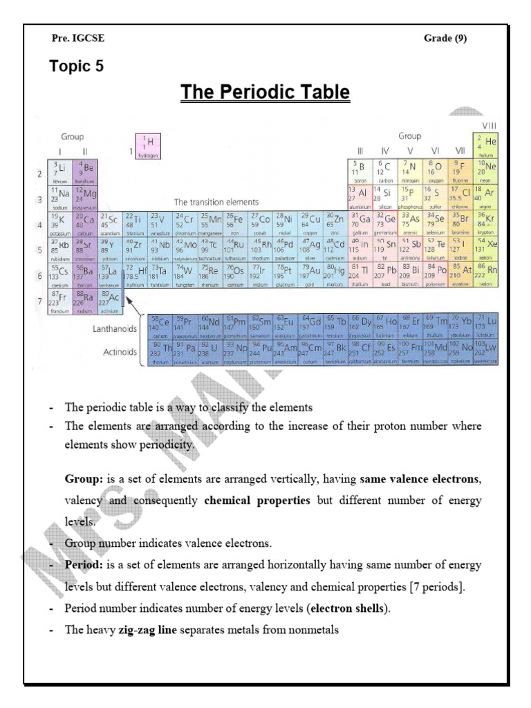 Periodic Table and Element Properties | PDF | Redox | Periodic Table