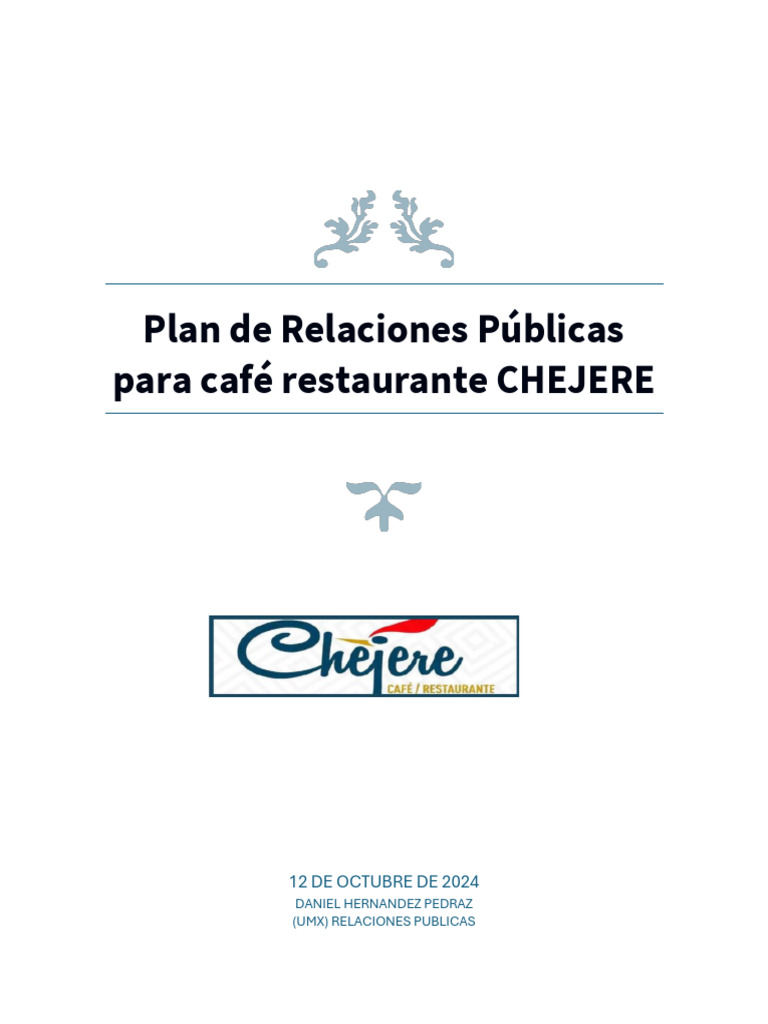Plan de RRPP para Café Restaurante Chéjere | PDF | Calidad (comercial ...