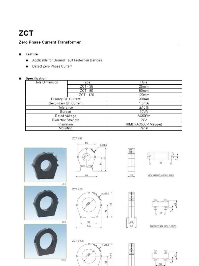 Zero Phase Current Transformer Overview | PDF
