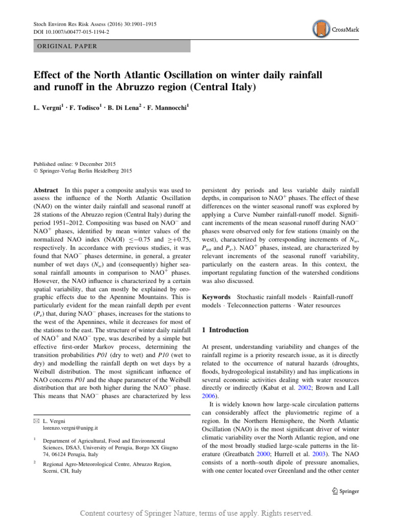 Effect of The North Atlantic Oscillation On Winter | PDF | Rain ...