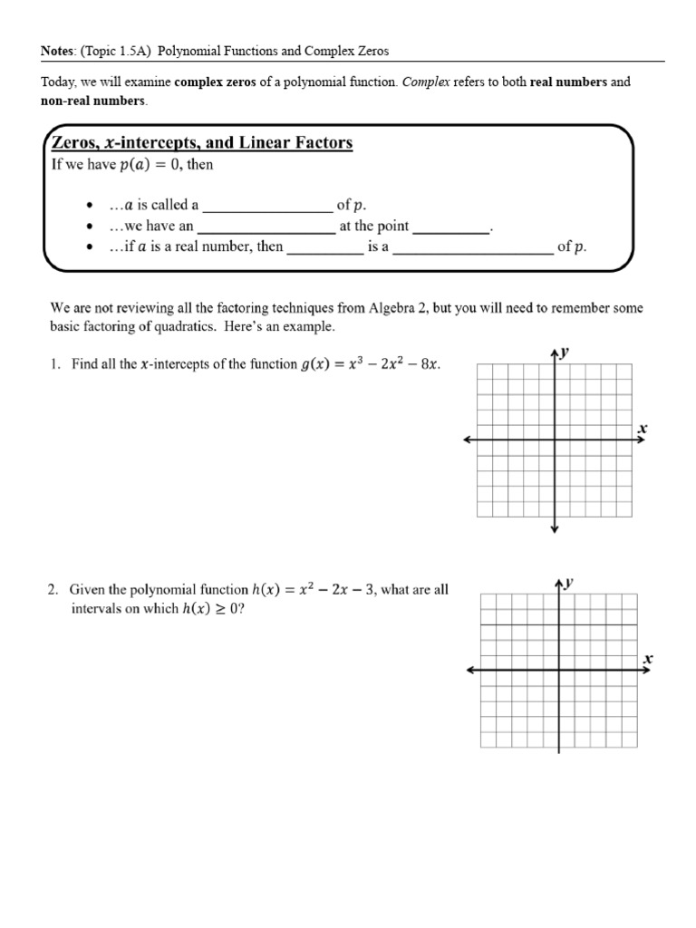 Complex Zeros in Polynomial Functions | PDF