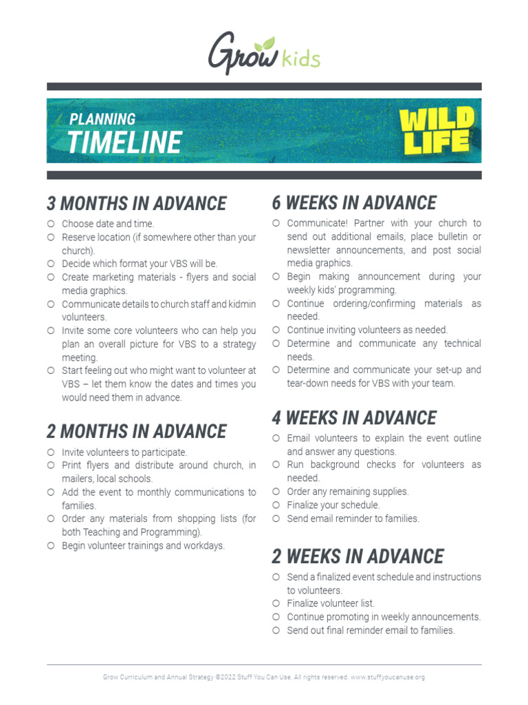 VBS Planning Timeline Guide | PDF | Career & Growth | Law