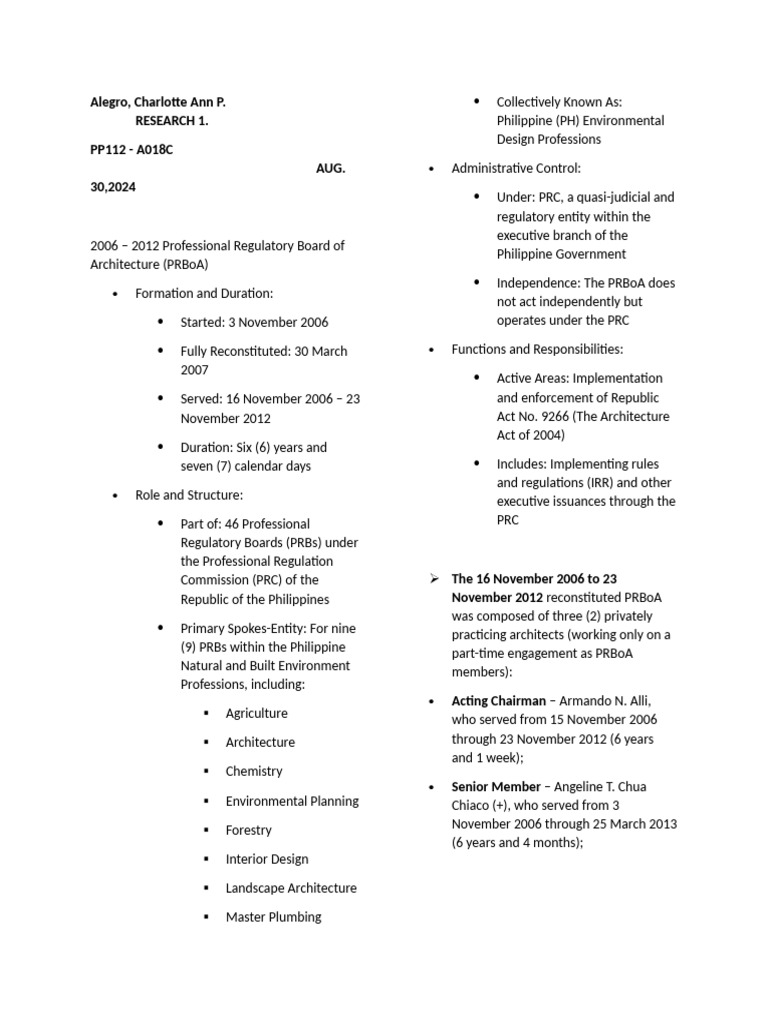 Overview of PRBoA: Structure and Functions | PDF | Philippines
