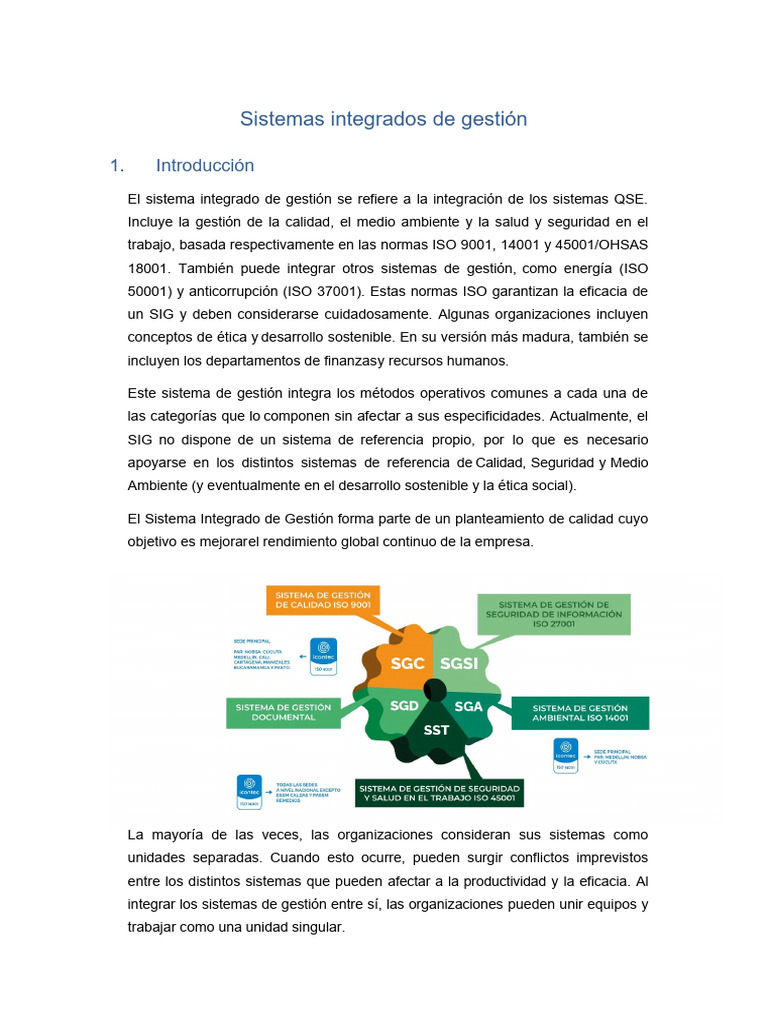 Sistemas Integrados de Gestión: Beneficios y Alcance | PDF | Gestión de ...