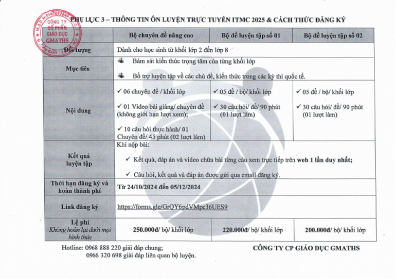 Itmc 2025 - Phụ Lục 3 - TT Ôn Luyện | PDF