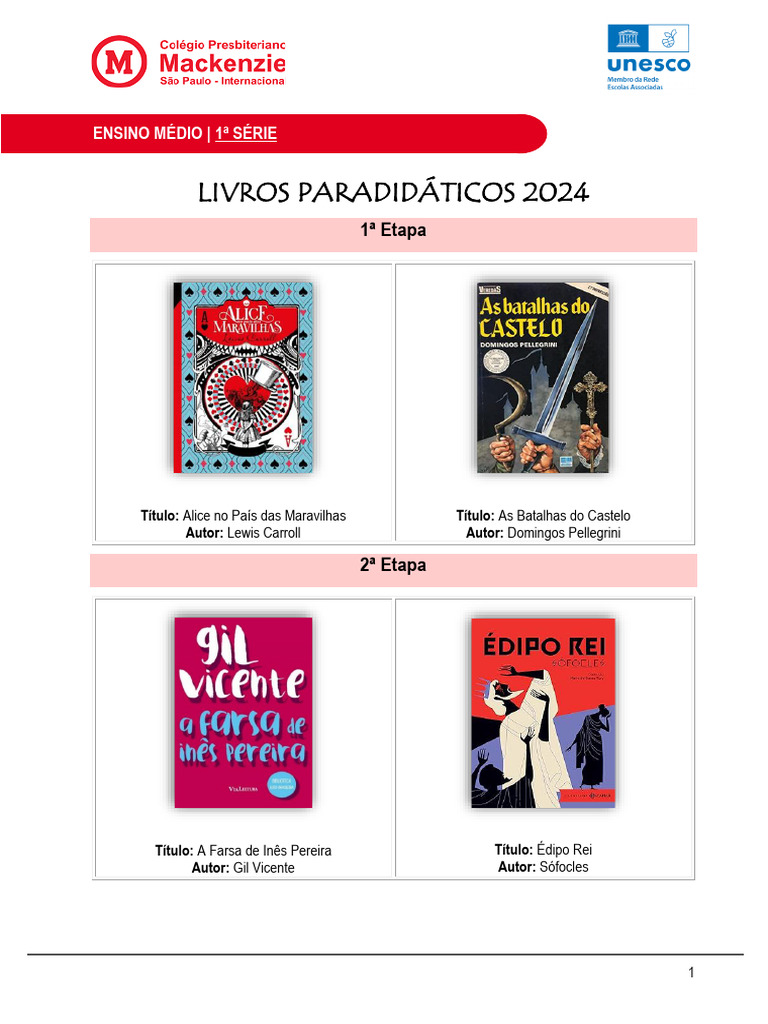 EM 1a Serie Livros Paradidaticos 2024 at 16FEV24 | PDF