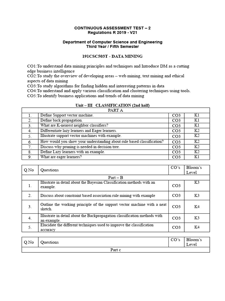 Data Mining Assessment Test 2 Pdf Cluster Analysis Statistical