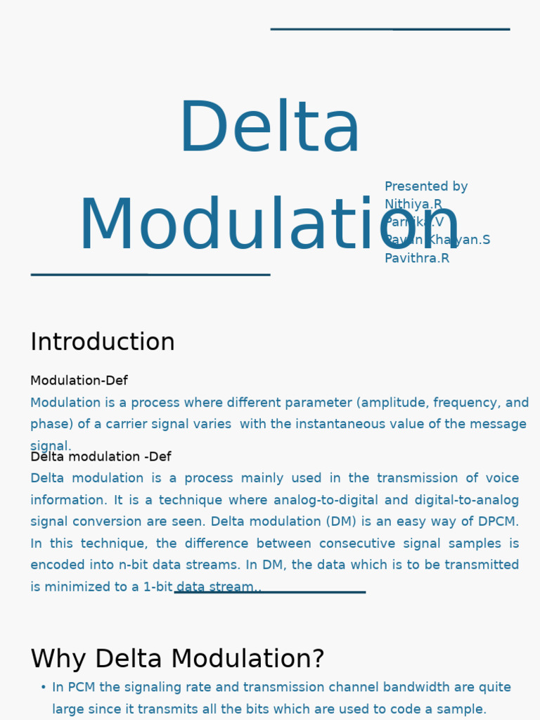 Delta Modulation | PDF | Modulation | Data Transmission