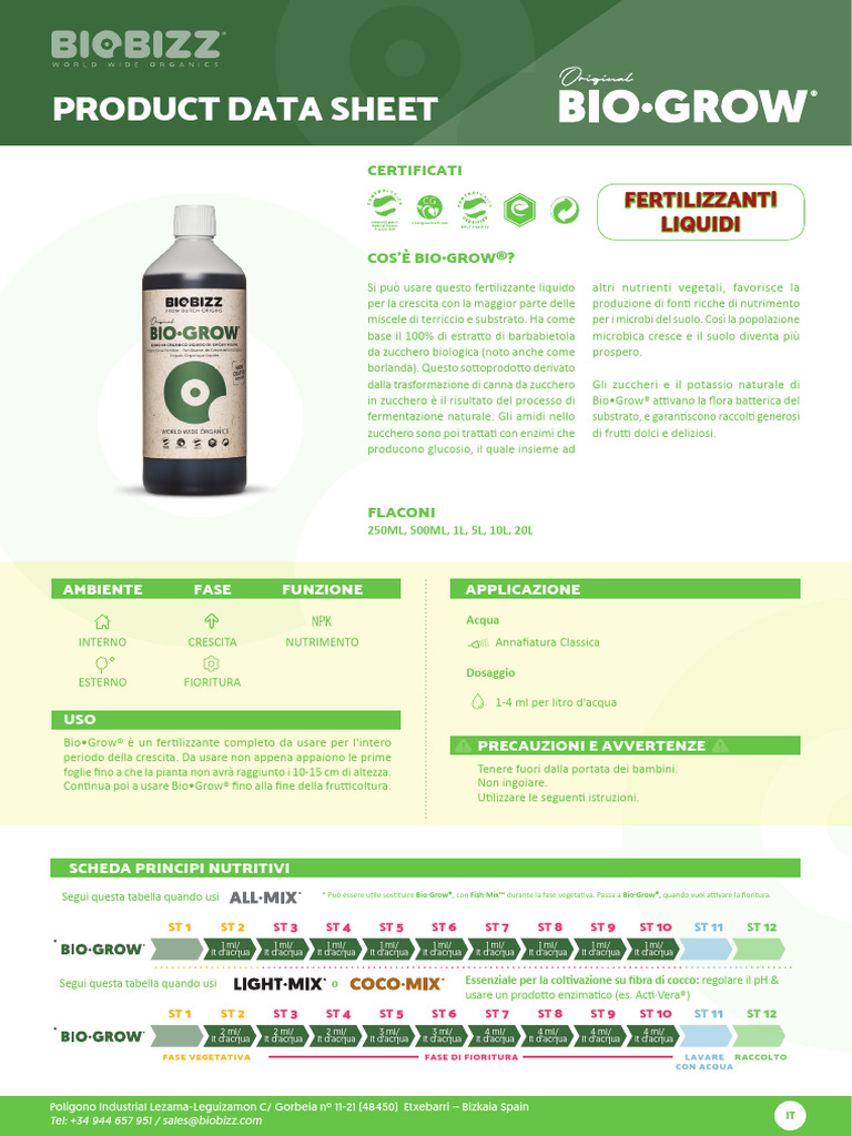 Data Sheets General IT Bio Grow | PDF