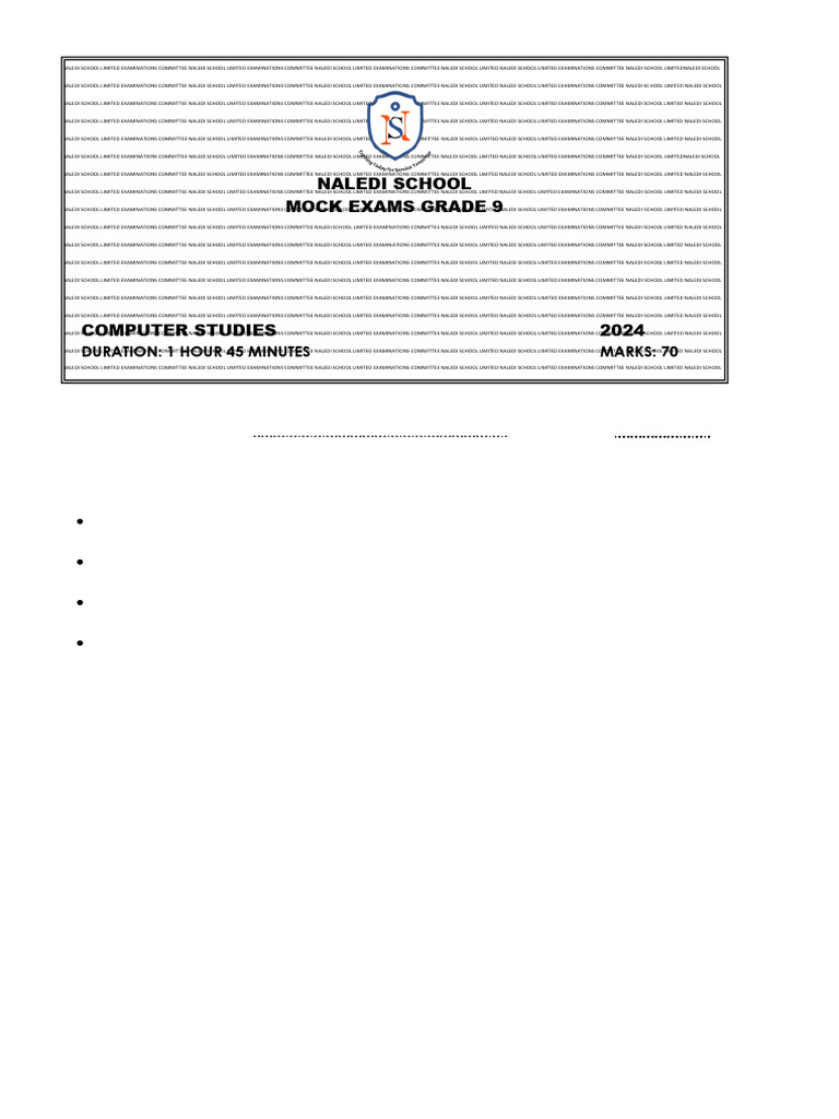 2024 Computer Studies Mock Exam | PDF | Computer Data Storage | Disk ...