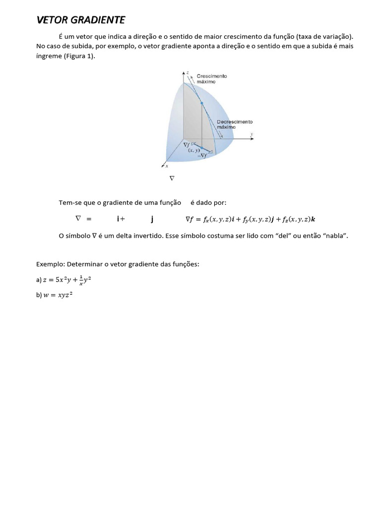 Vetor Gradiente e Derivadas Direcionais | PDF | Gradiente | Derivado