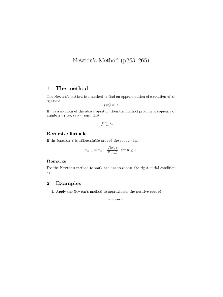 Newton's Method for Root Approximation | PDF | Teaching Methods & Materials