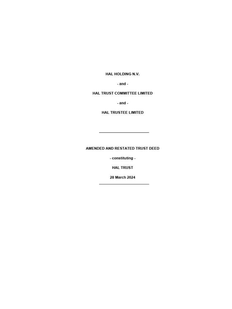HAL Trust Amended Deed Overview | PDF | Board Of Directors | Dividend