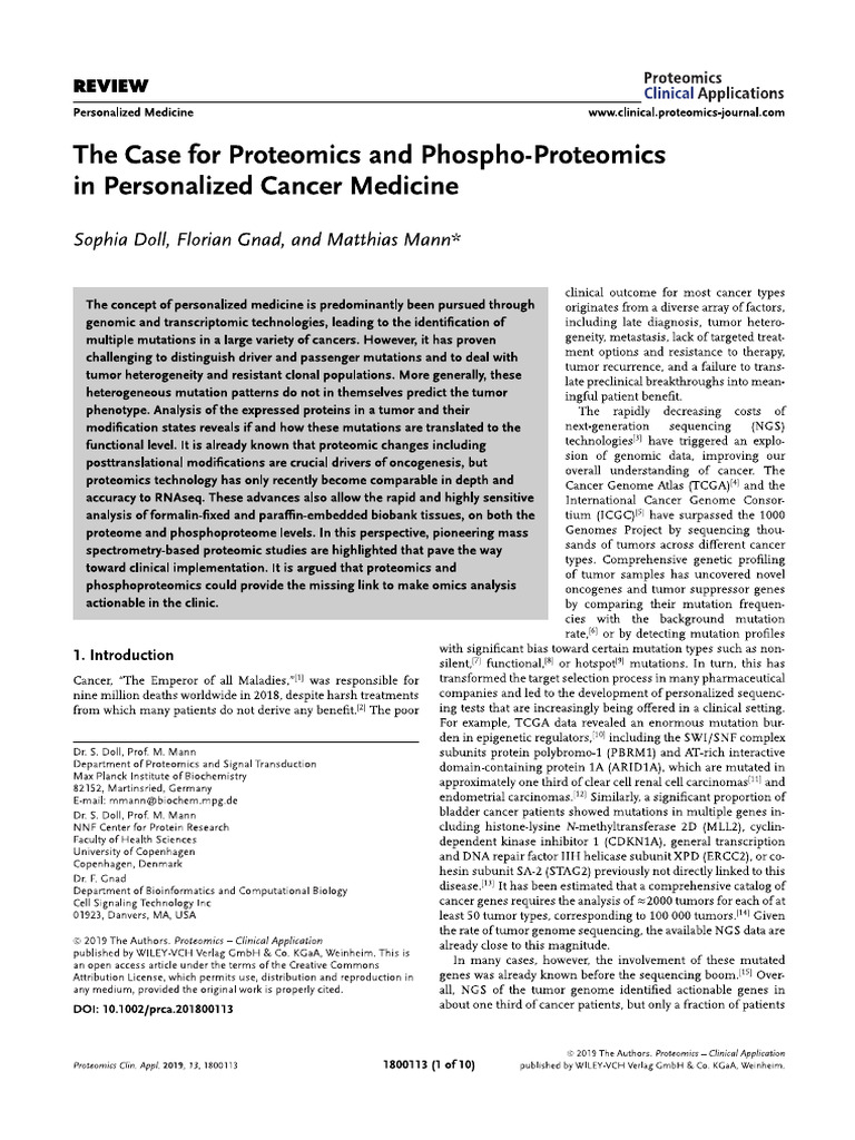 Mass Spectrometry in Clinical Setting | PDF