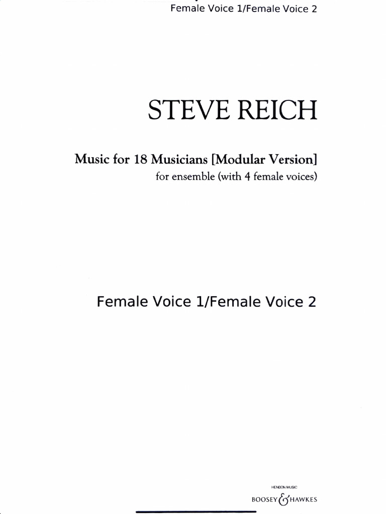 Music for 18 Musicians: Female Voices | PDF | Musical Instruments ...