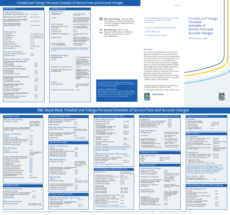 RBC Trinidad & Tobago Service Fees Guide | PDF | Banks | Payments