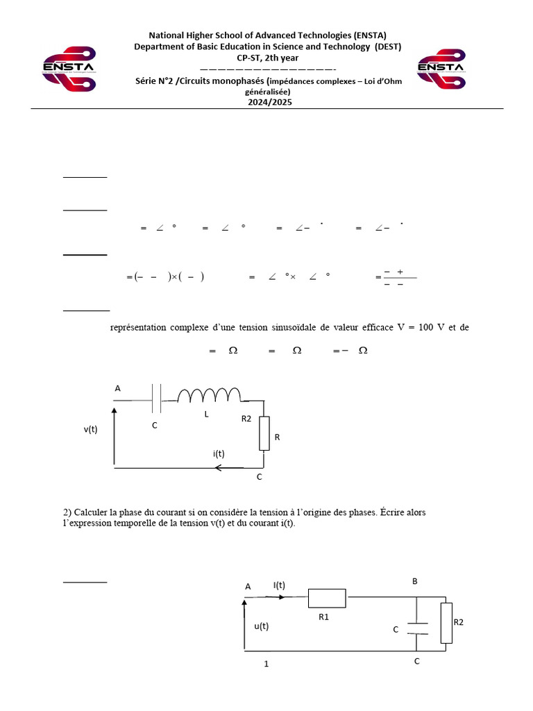 Circuits Monophasés et Impédances Complexes | PDF | Impédance ...