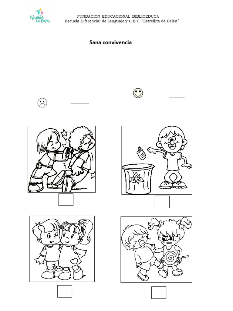 Actividad Niños Convivencia Escolar 2 Pdf