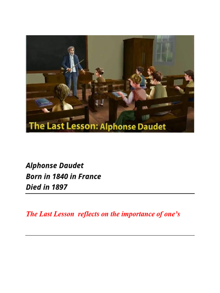 The Last Lesson Class 12 English