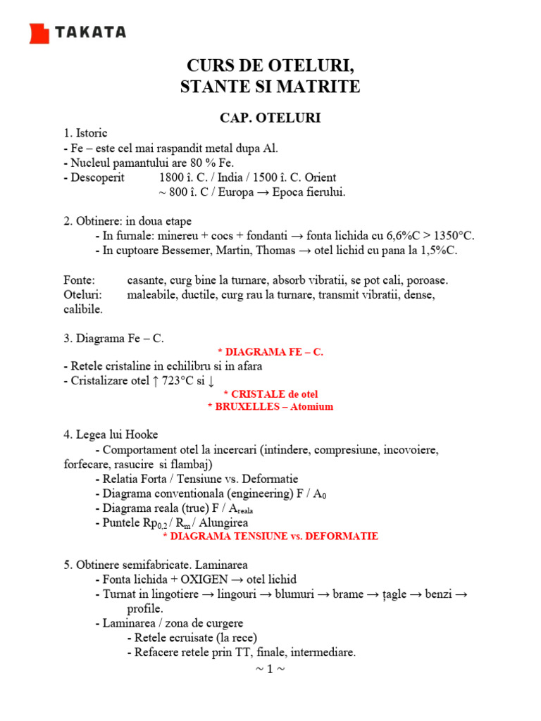 Curs de Oteluri, Stante Si Matrite | PDF
