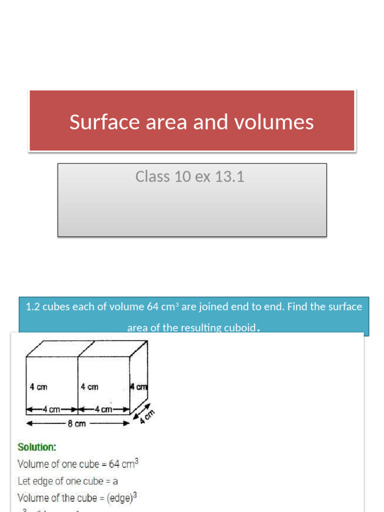 Surface Area Class 10 Ex 13.1 | PDF