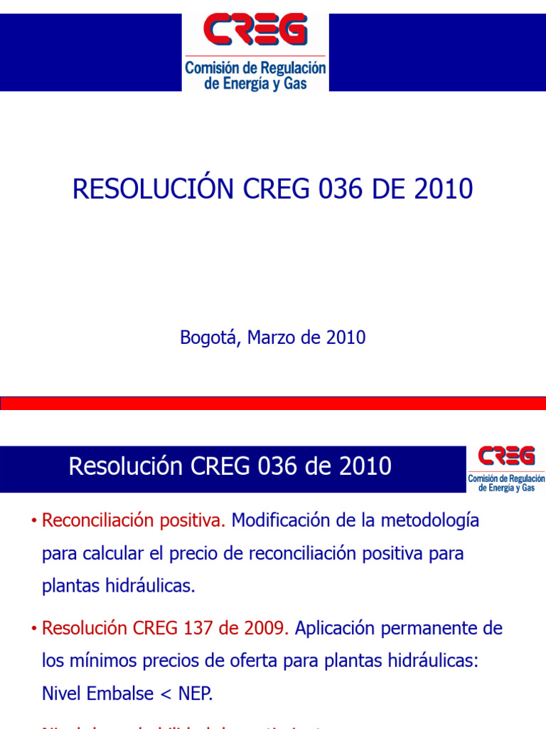 Metodología CREG 036 y 137 para Hidráulicas | PDF