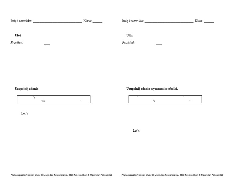 Evolution Plus 1 Short Tests Unit 1 Lesson 2 | PDF