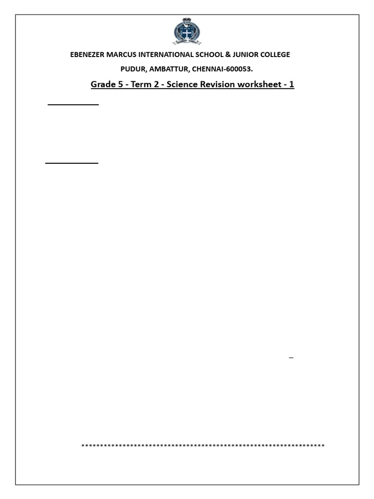 Grade 5 Science Revision WS 1 | PDF | Science & Mathematics ...