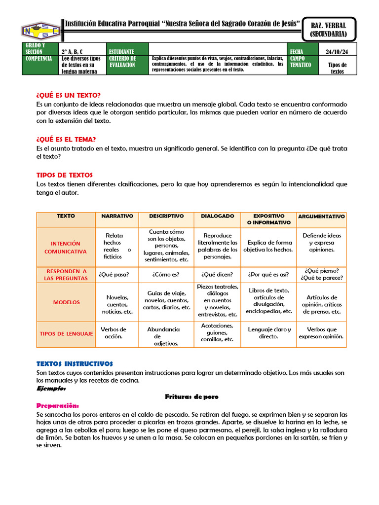 Tipos de Textos 2do | PDF | Ficción general