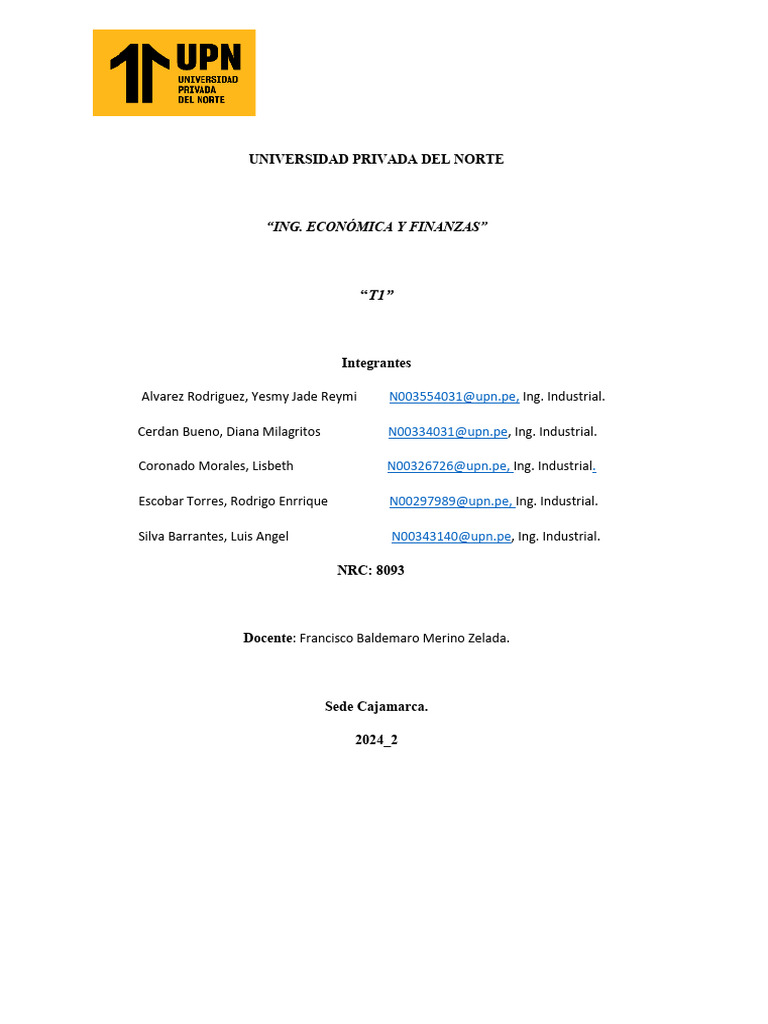 Eval. T1 Ing. Eco y Finanzas | PDF | Economias | Dinero