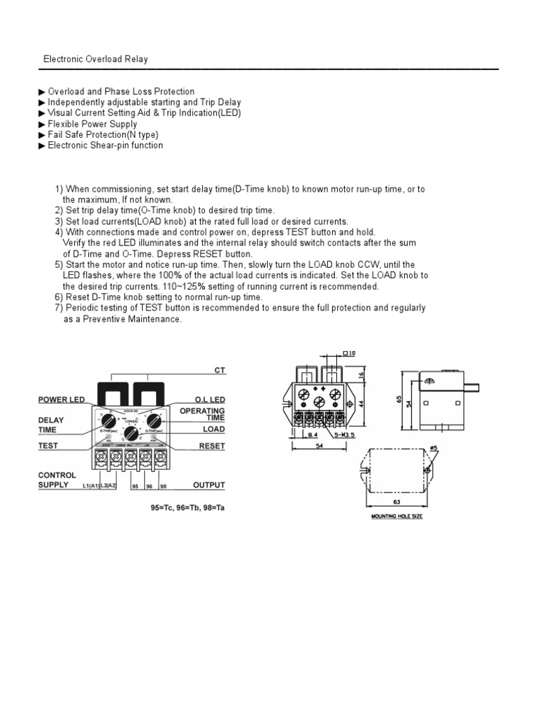 Electronic Overload Relay Manual | PDF | Relay | Alternating Current