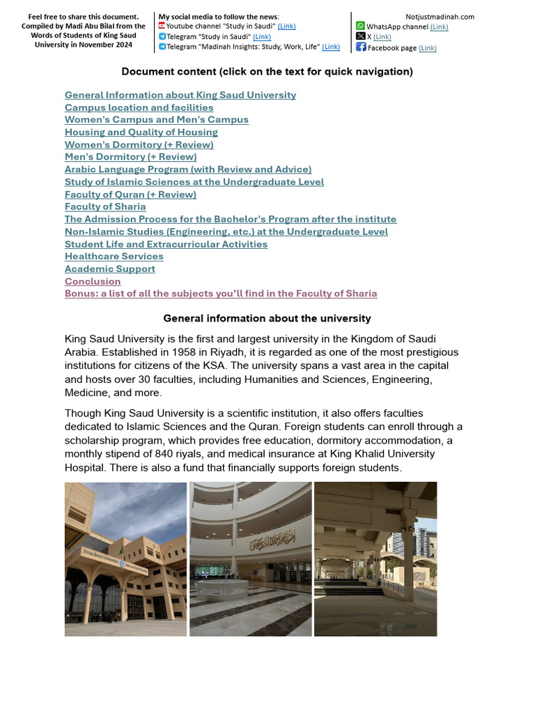 King Saud University Women's Campus Guide | PDF | Quran | Islam