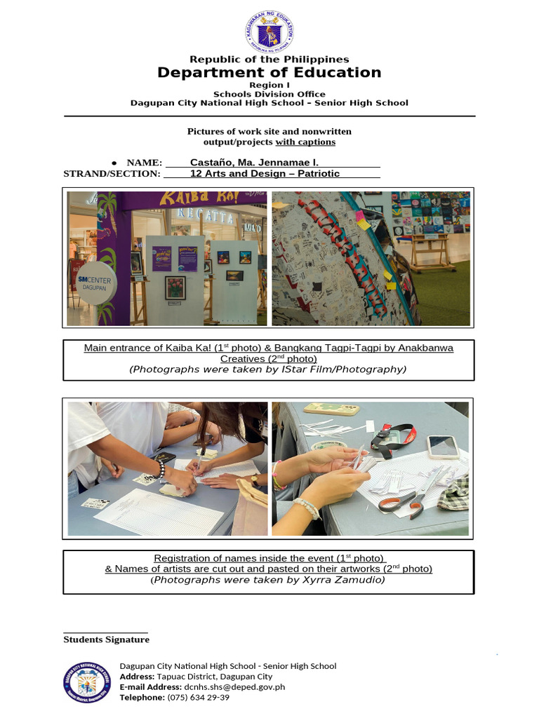 Dagupan City National High School Arts Projects | PDF | Imaging