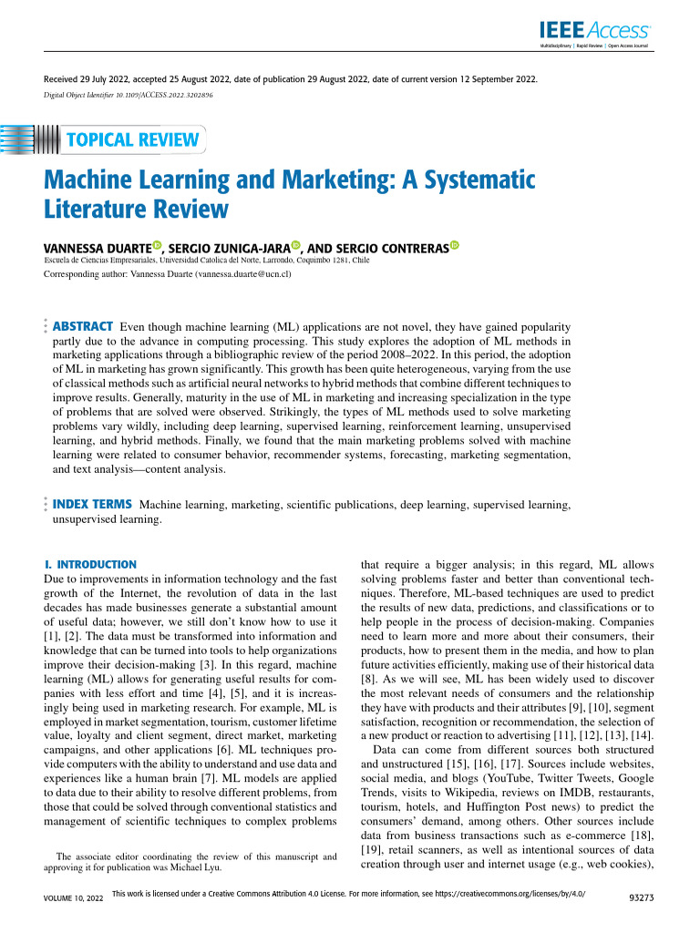 Machine Learning and Marketing A Systematic Literature Review | PDF ...