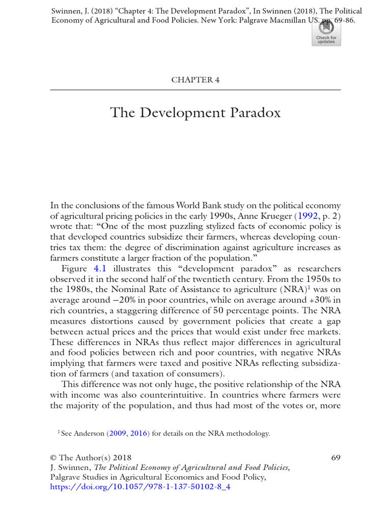 Swinnen - 2018 The Development Paradox | PDF | Economic Growth | Subsidy
