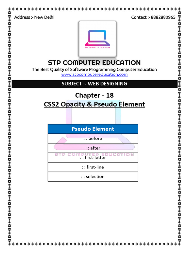 Chapter - 18 Opacity and Pseudo Element | PDF
