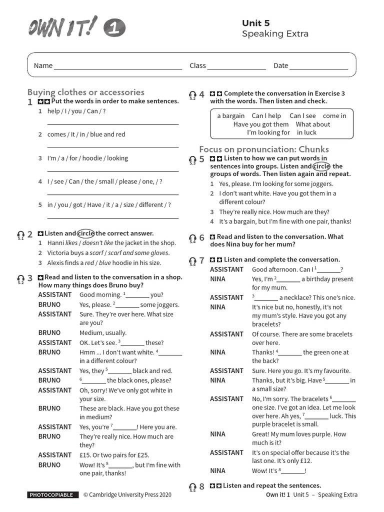 Speaking Extra Unit5 Without Answers | PDF