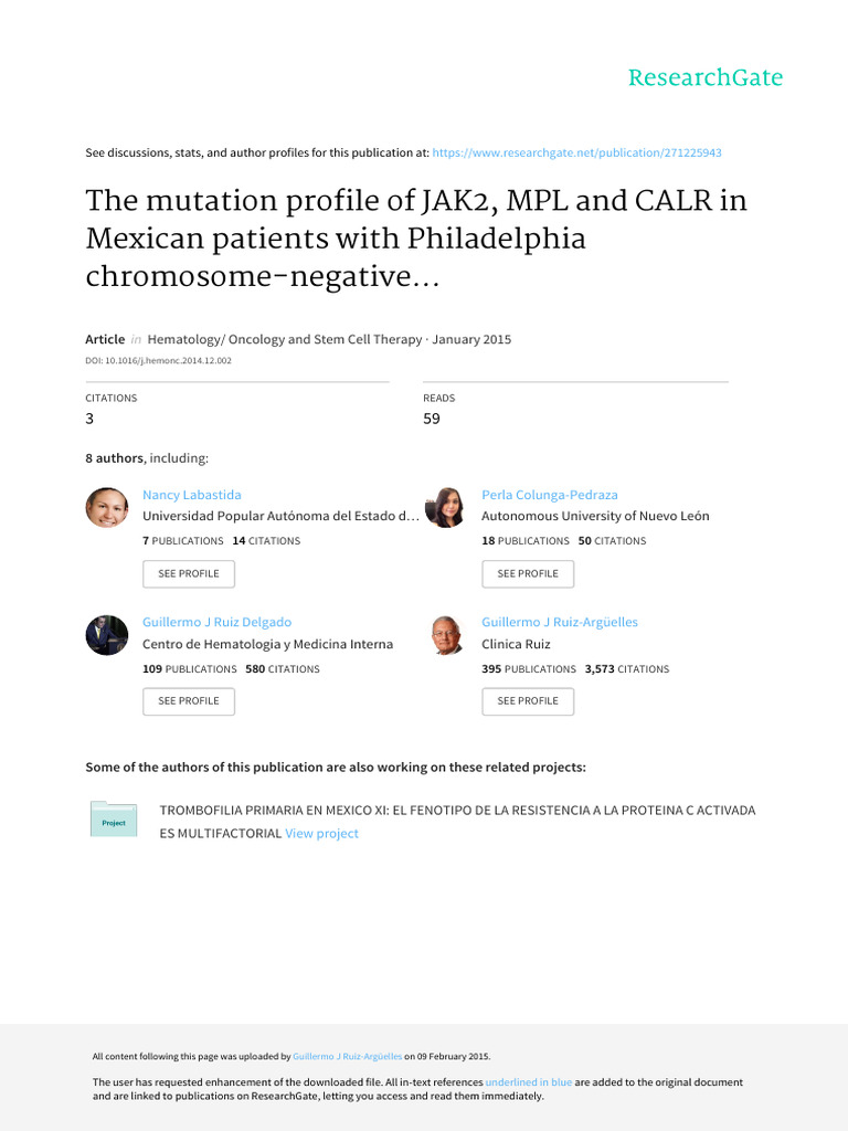 37 The Mutation Profile of JAK2, MPL and CALR in Mexican Patients With ...