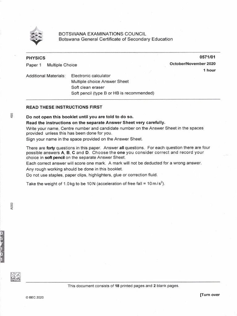 BGCSE Physics Syllabus Exam Paper 2020 | PDF | Gamma Ray | Radioactive ...