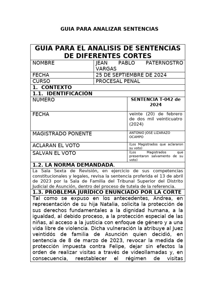 Guia para Analizar Sentencias | PDF | Debido al proceso | Justicia