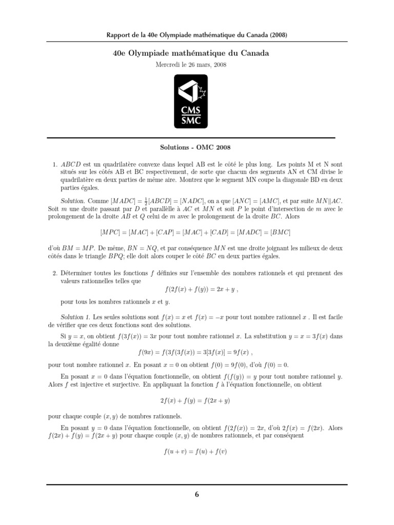 Rapport sur la 40e Olympiade mathématique | PDF | Nombre premier ...