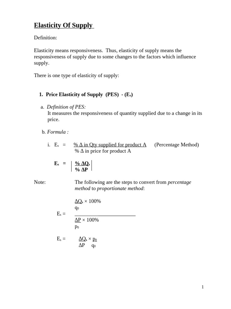Understanding Price Elasticity of Supply | PDF | Elasticity (Economics ...
