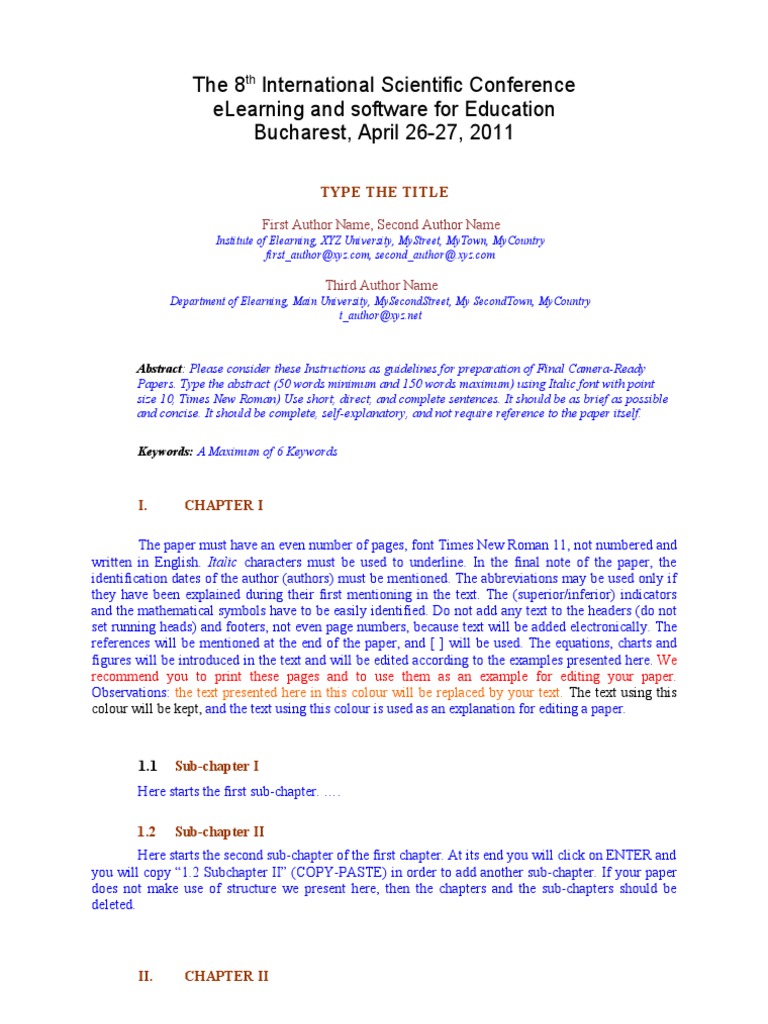 eLearning Conference Paper Guidelines | PDF | Computers