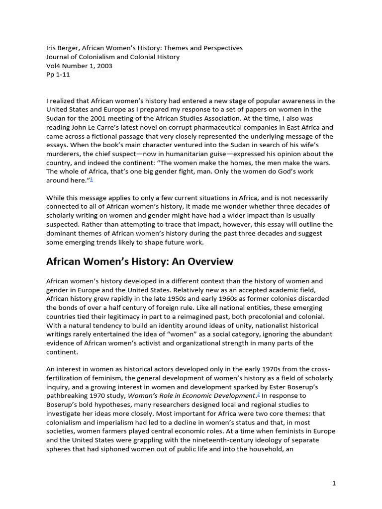 Overview of African Women's History | PDF | Nationalism | Feminism
