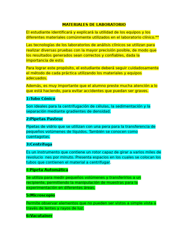 Equipos y Materiales de Laboratorio Clínico | PDF | Laboratorios