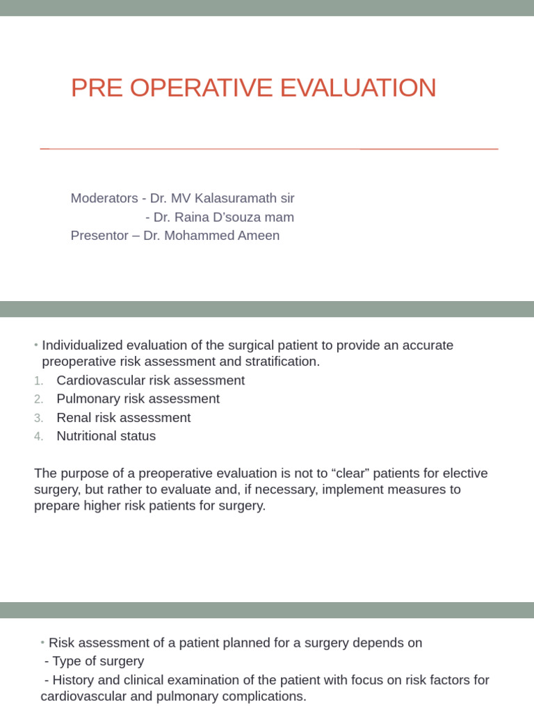 Preoperative Risk Assessment Guidelines | PDF | Chronic Kidney Disease ...