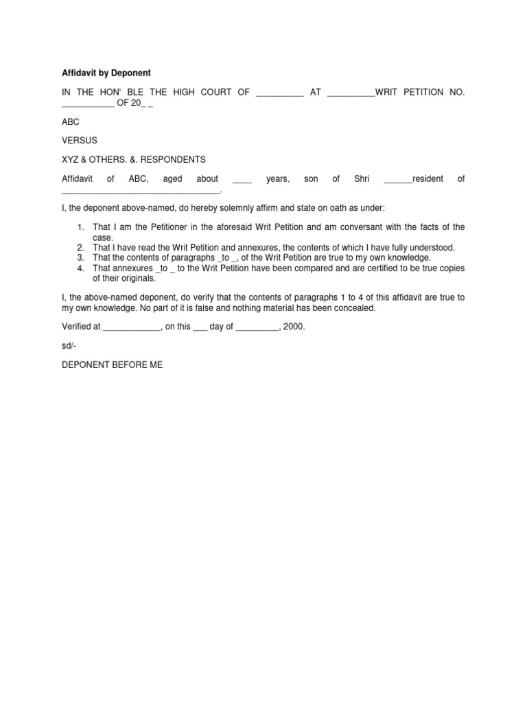 Understanding Deponent in Affidavits | PDF | Law