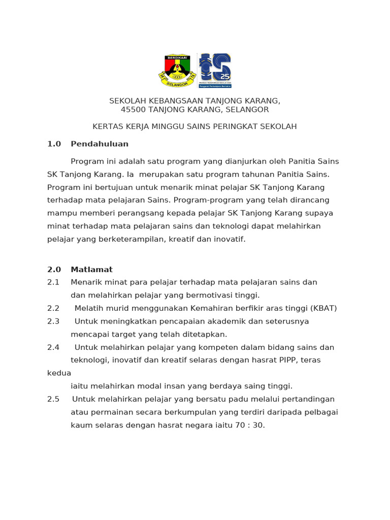 Minggu Sains SK Tanjong Karang 2022 | PDF | Metode & Bahan Ajar