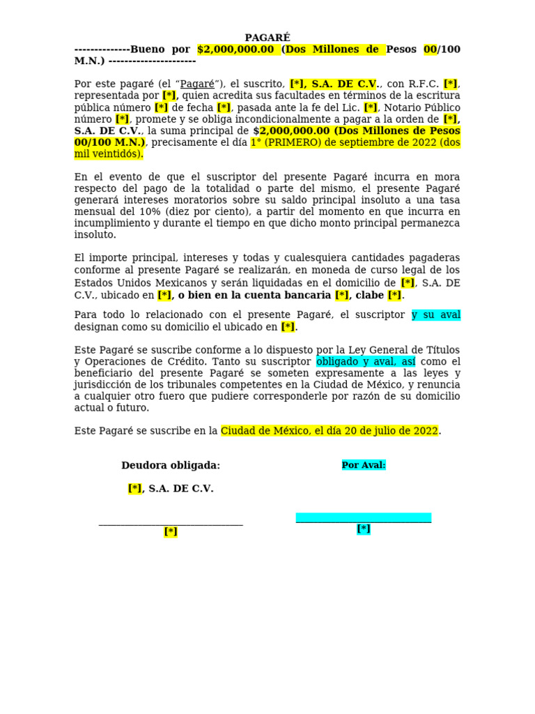 PAGARÉ Modelo Dic 23 | PDF