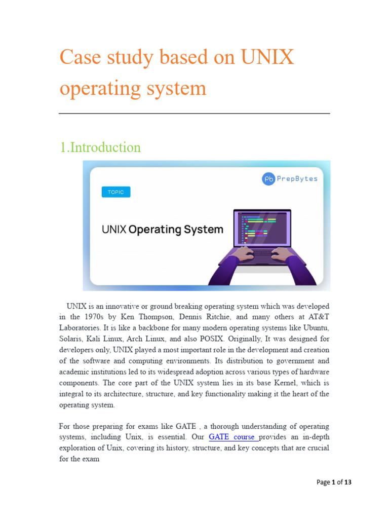 UNIX Operating System Case Study | PDF | Operating System | Unix